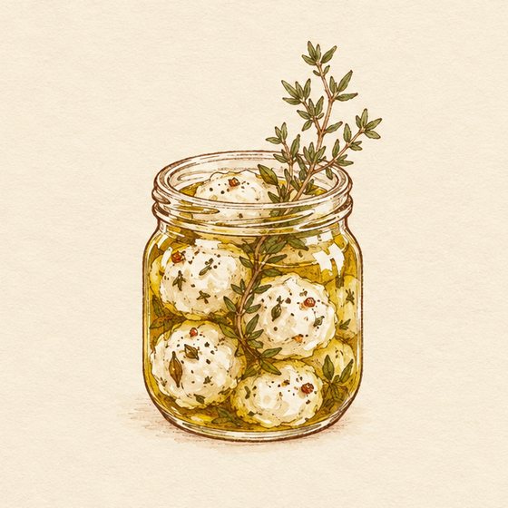 Illustration of Yogurt Balls (Labneh)